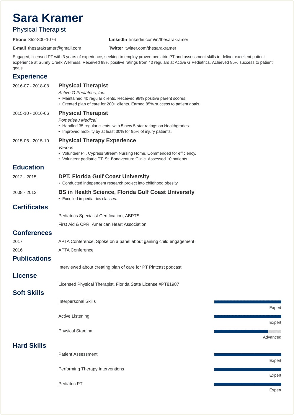 Sample Resume For Fresh Graduate Physical Therapist