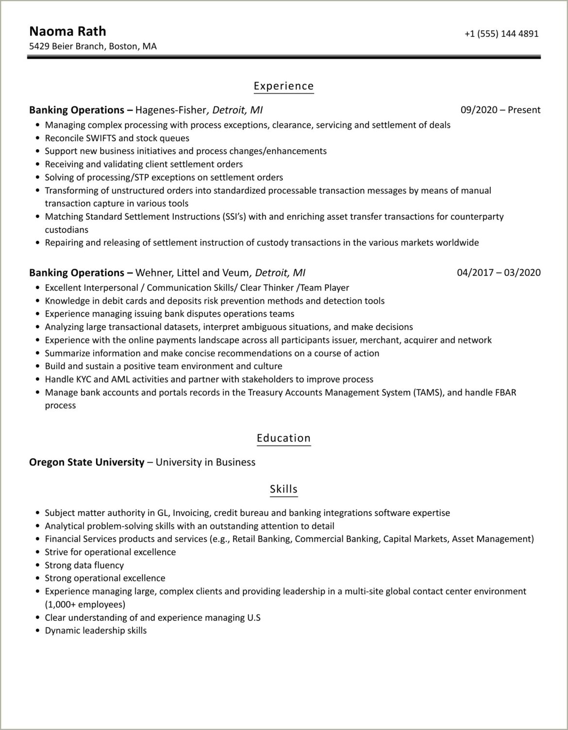 Sample Resume For Icici Bank Po