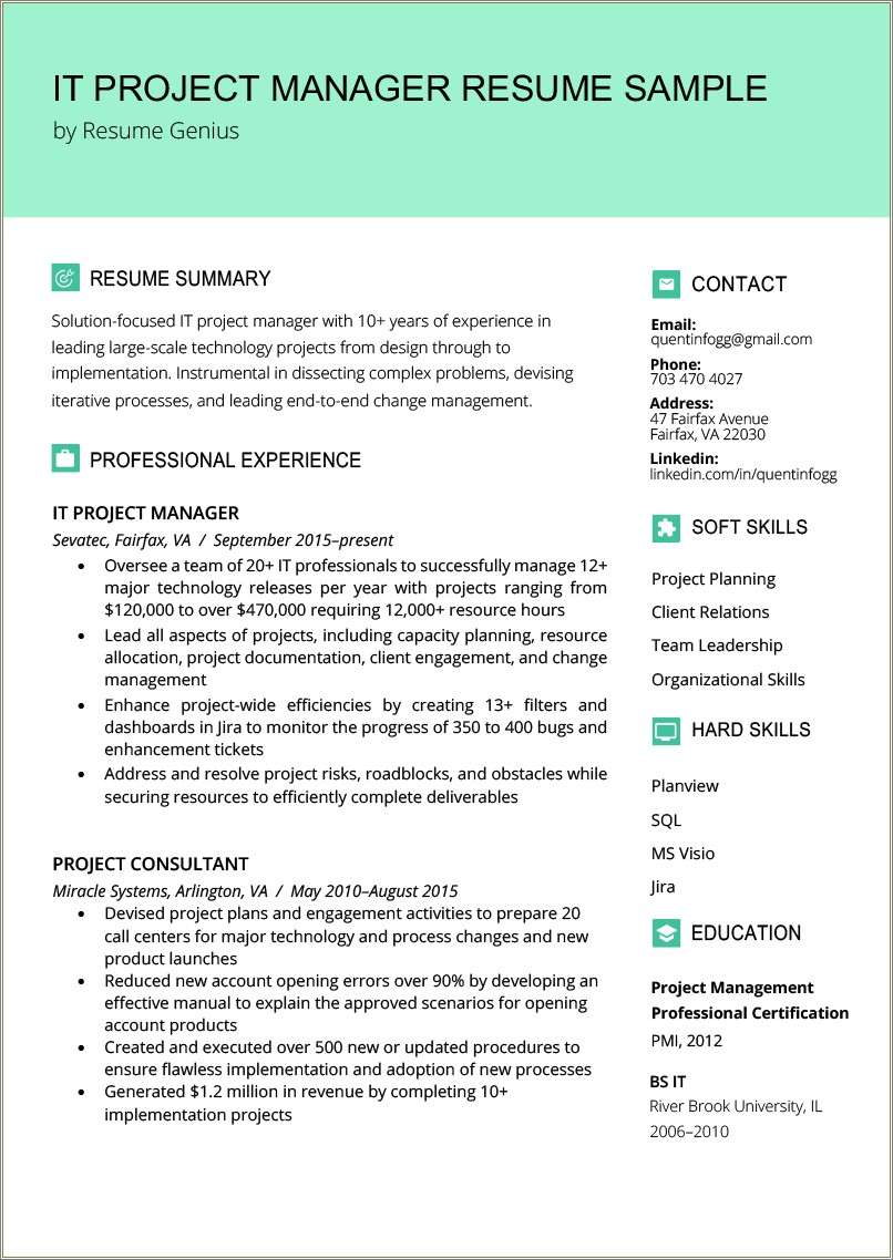 Sample Resume For Identity And Access Management