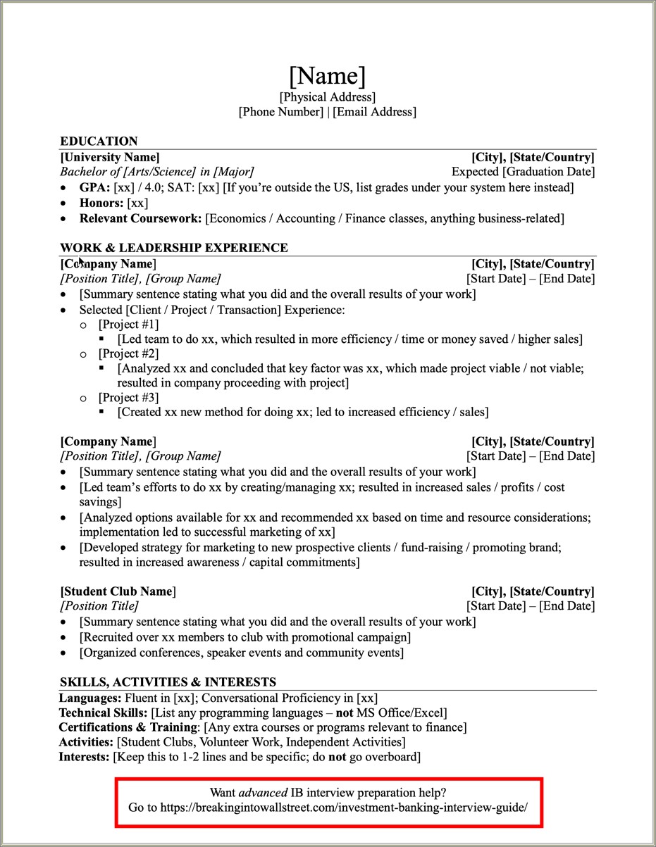 Sample Resume For Job Interview Pdf