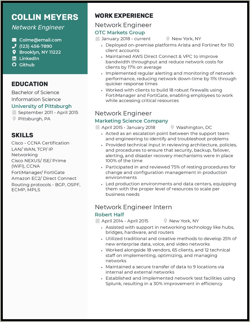 Sample Resume For Junior Network Administrator
