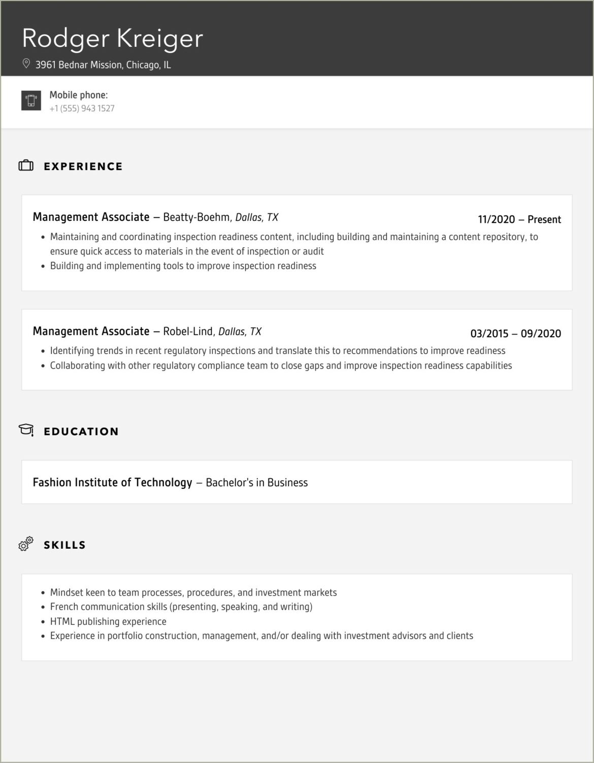 Sample Resume For Keeping Management In The Loop