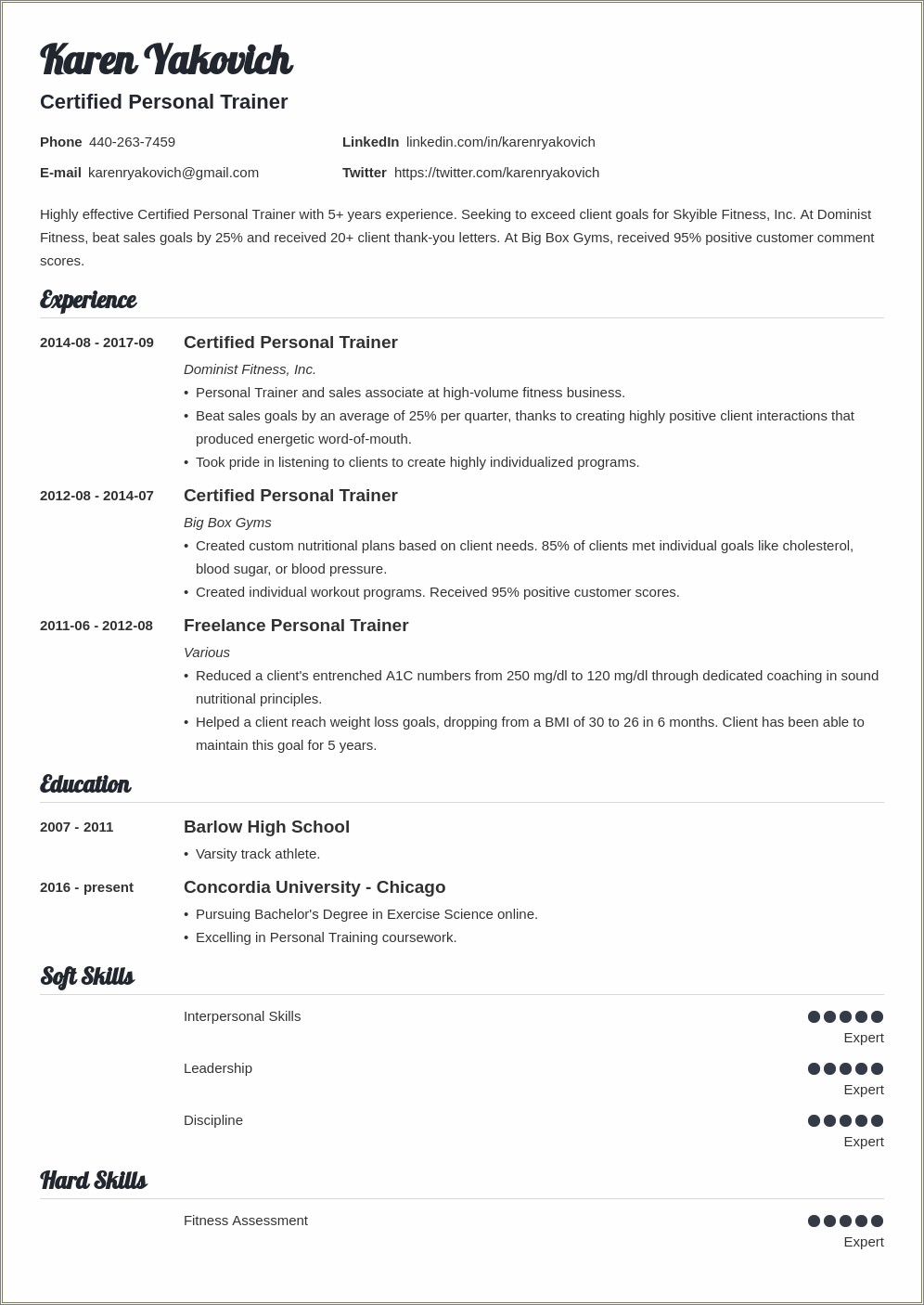 Sample Resume For Life Skills Trainer