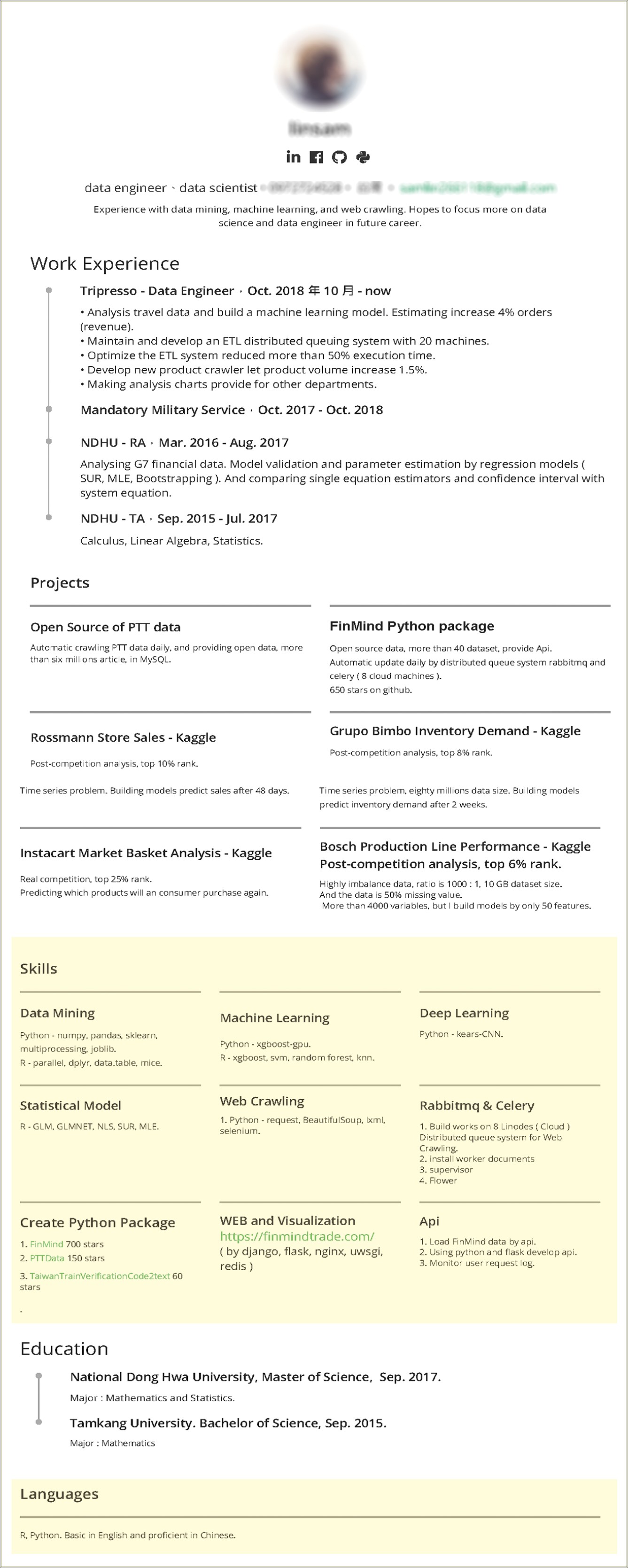 Sample Resume For Machine Learning Engineer