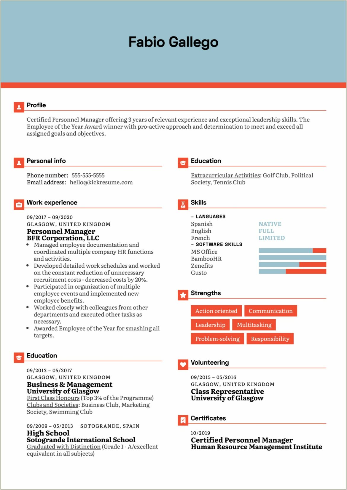 Sample Resume For Manager Human Resources