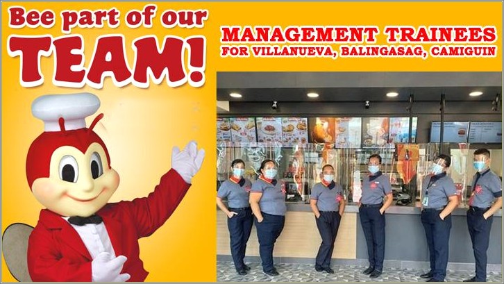 Sample Resume For Managerial Position In Jollibee