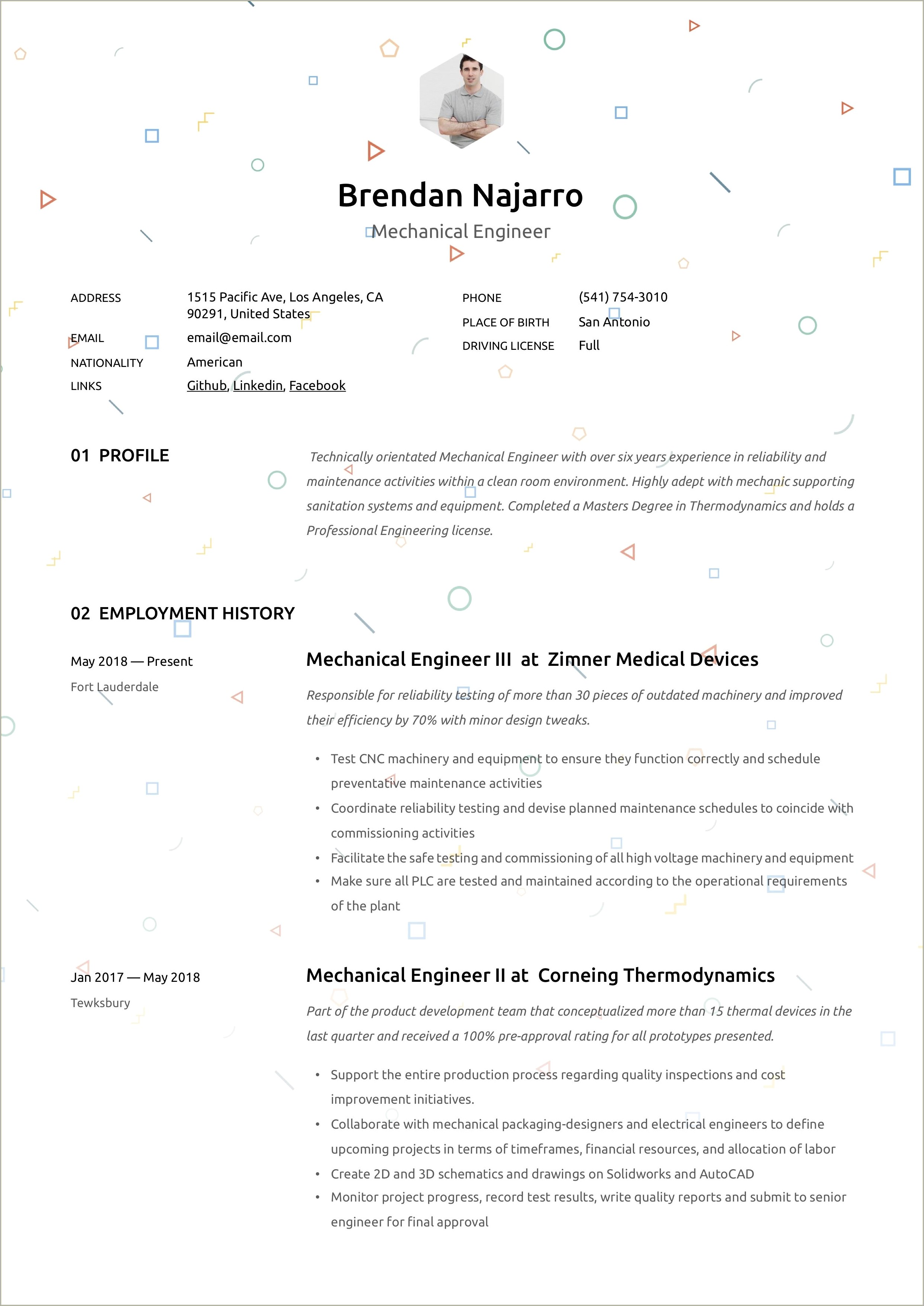 Sample Resume For Mechanical Engineer Fresh Graduate Download