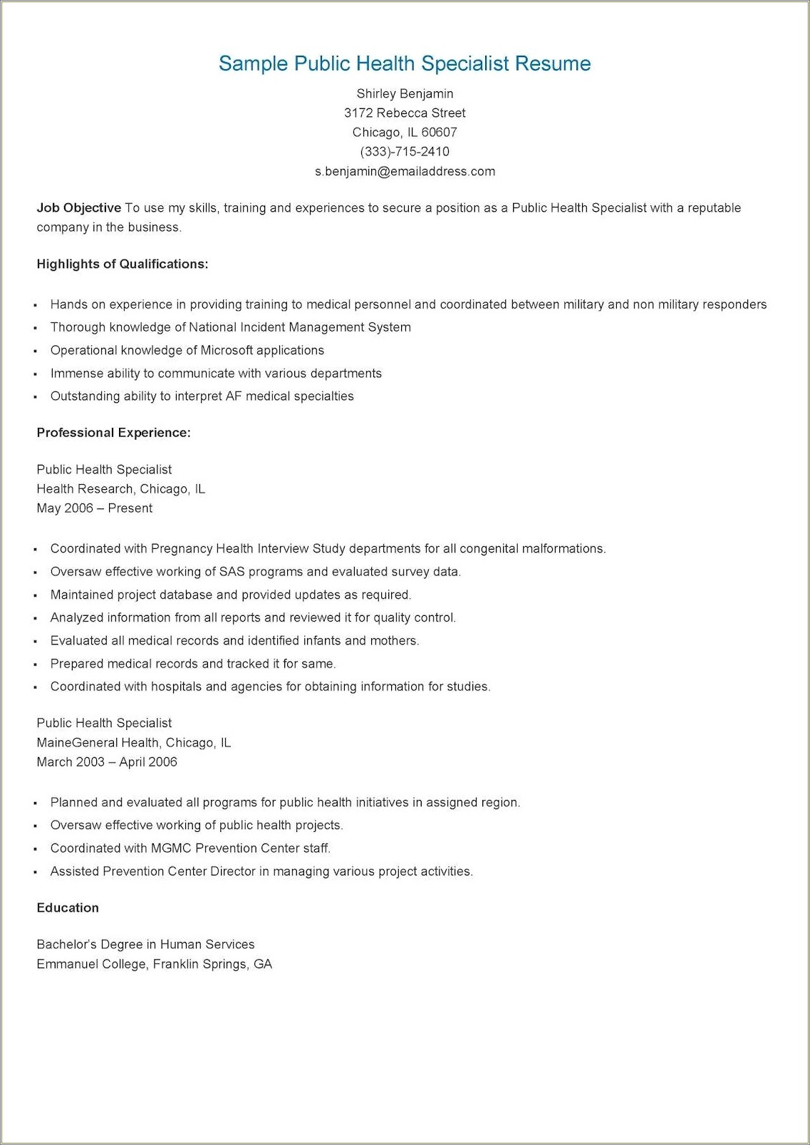 Sample Resume For Medical Records Director