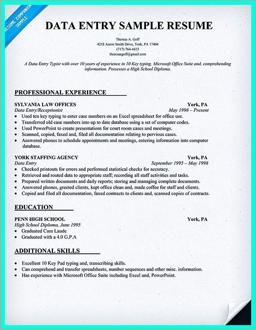 Sample Resume For Microsoft Office Specialist