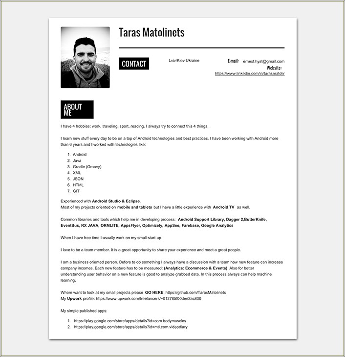 Sample Resume For Mobile Testing Android