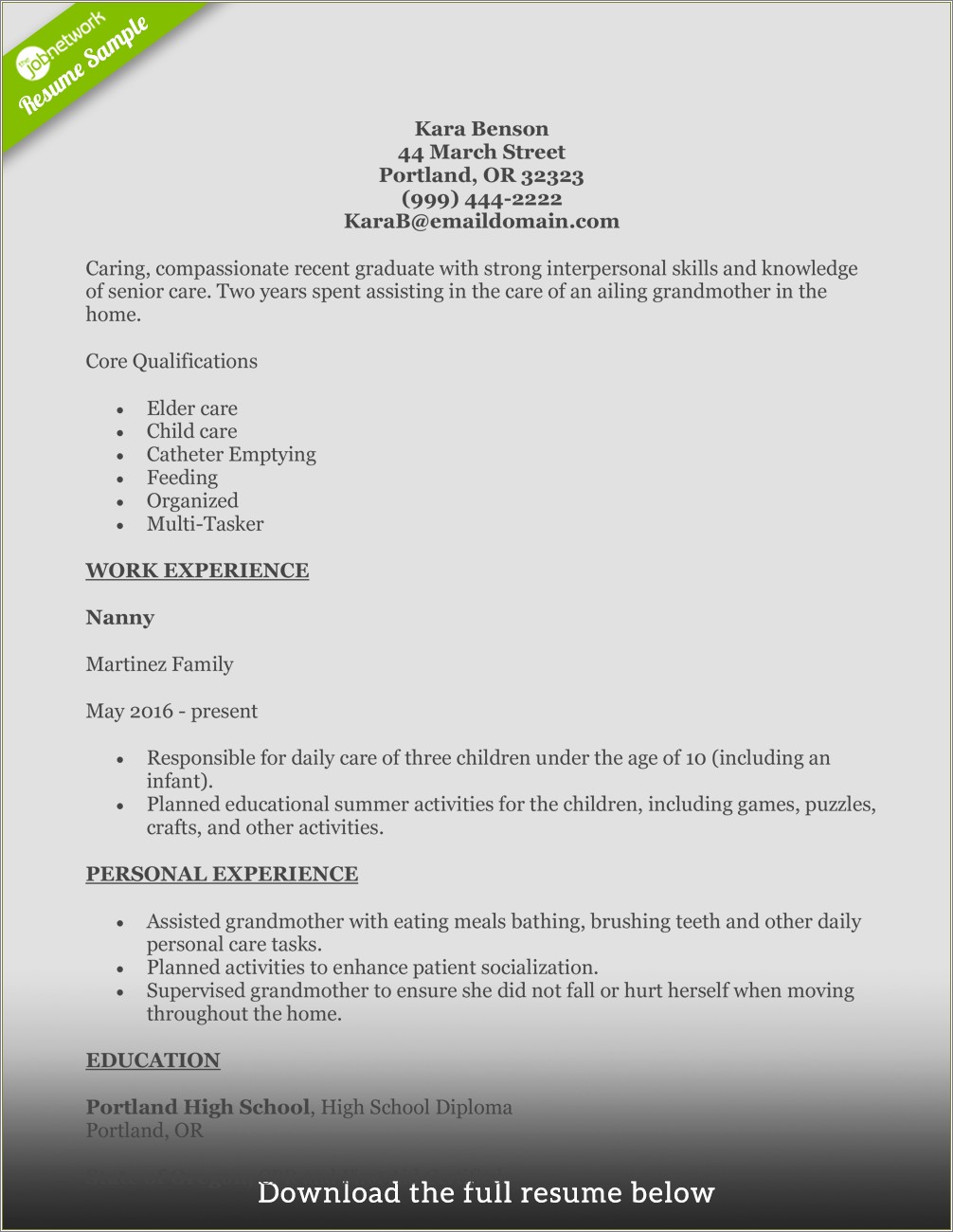 Sample Resume For New Home Health Aide