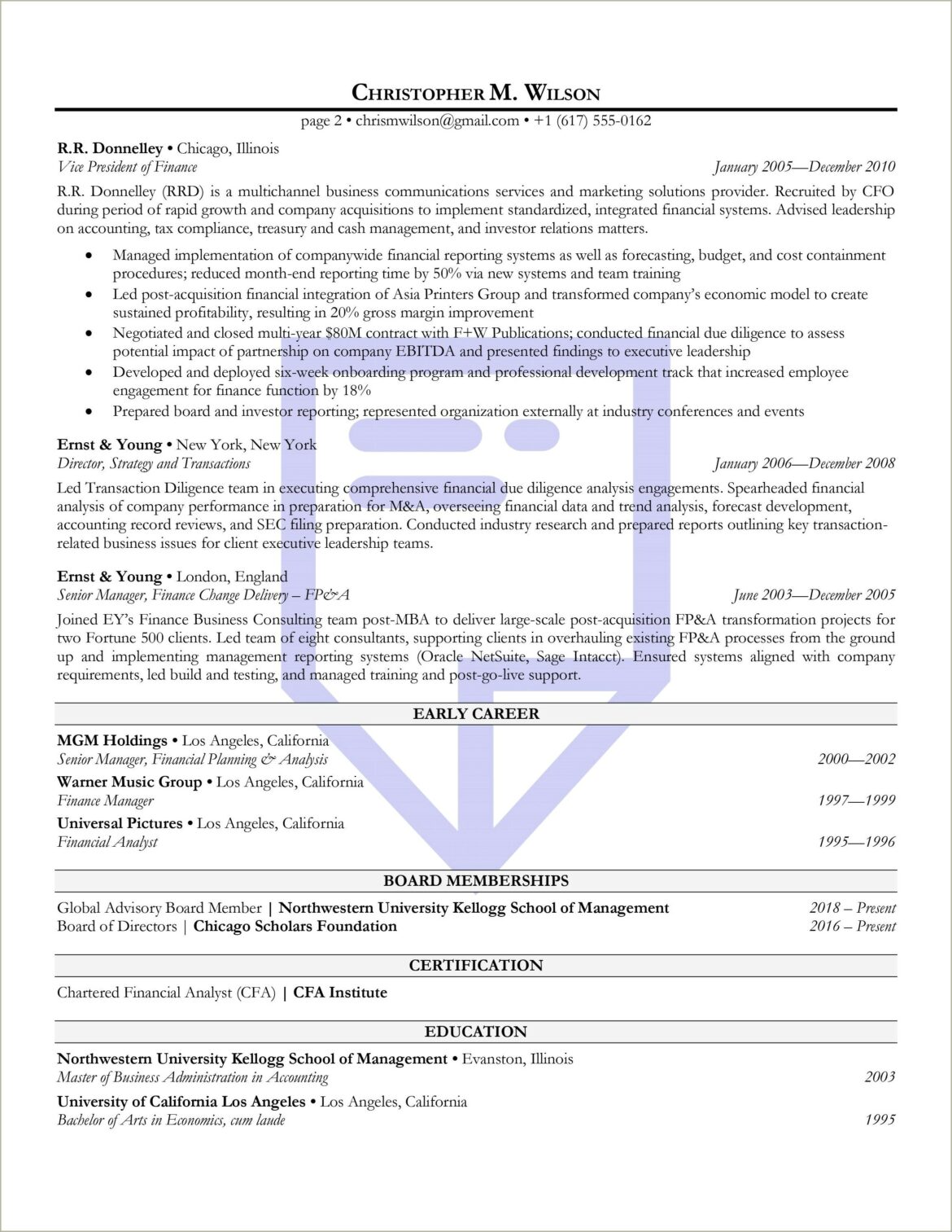 Sample Resume For Nonprofit Board Member