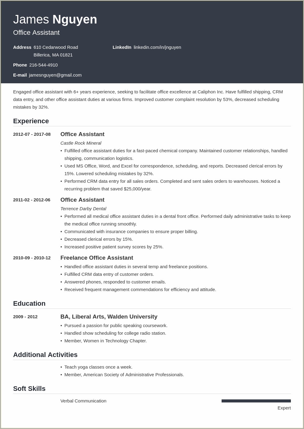 Sample Resume For Office Staff Without Experience