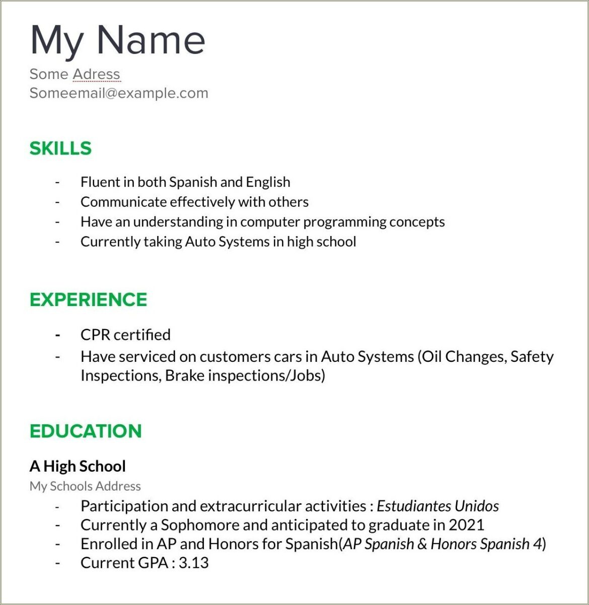 Sample Resume For Oil Change Technician