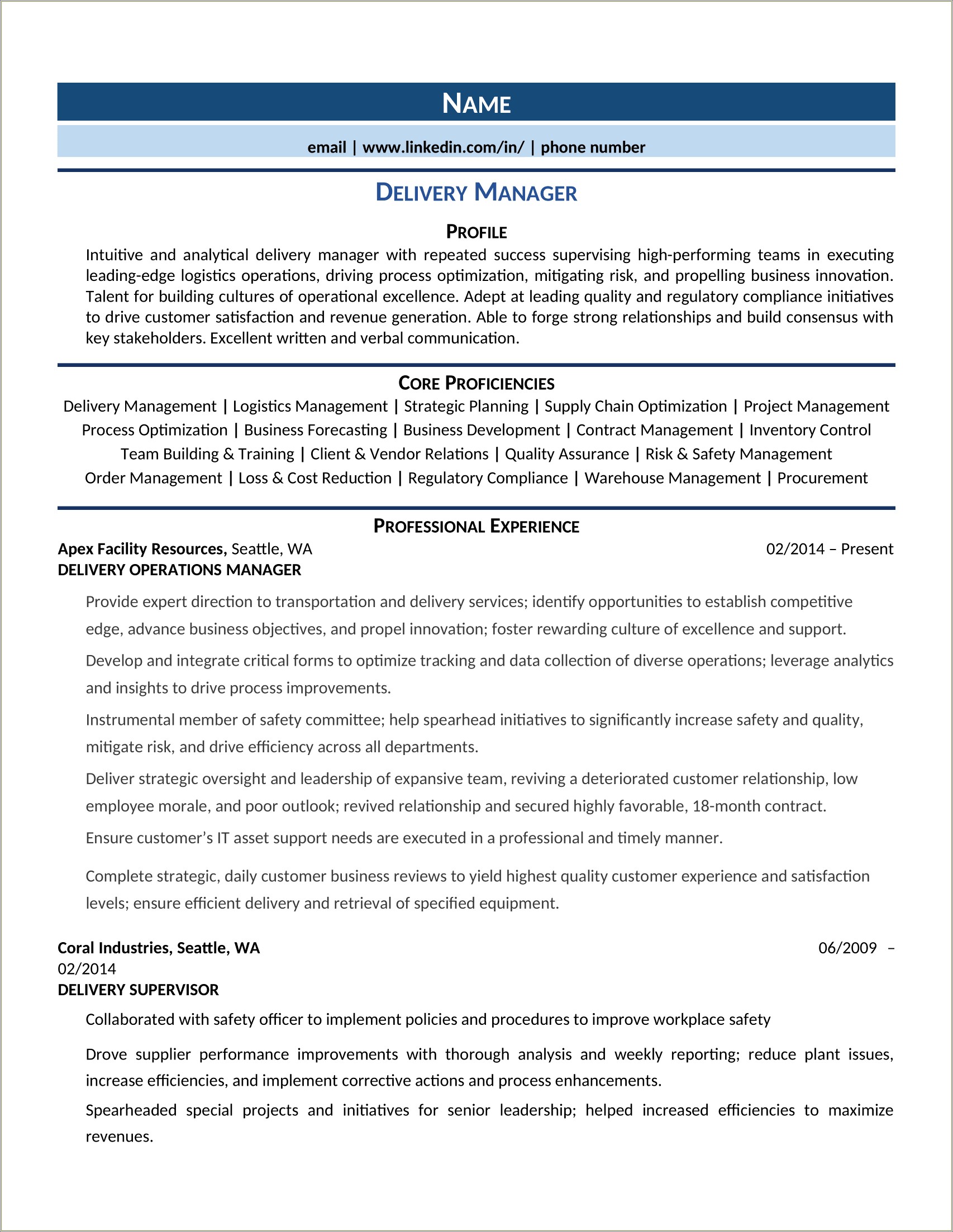 Sample Resume For Order Management Specialist