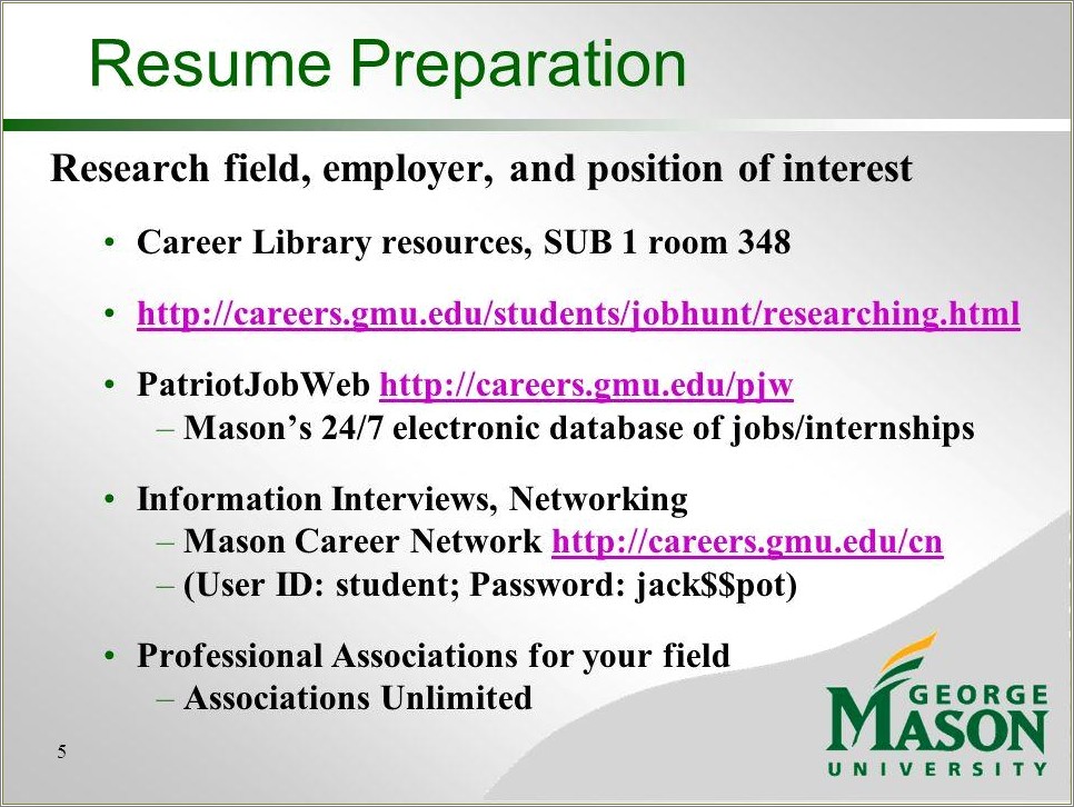 Sample Resume For Part Time Jobs In Gmu