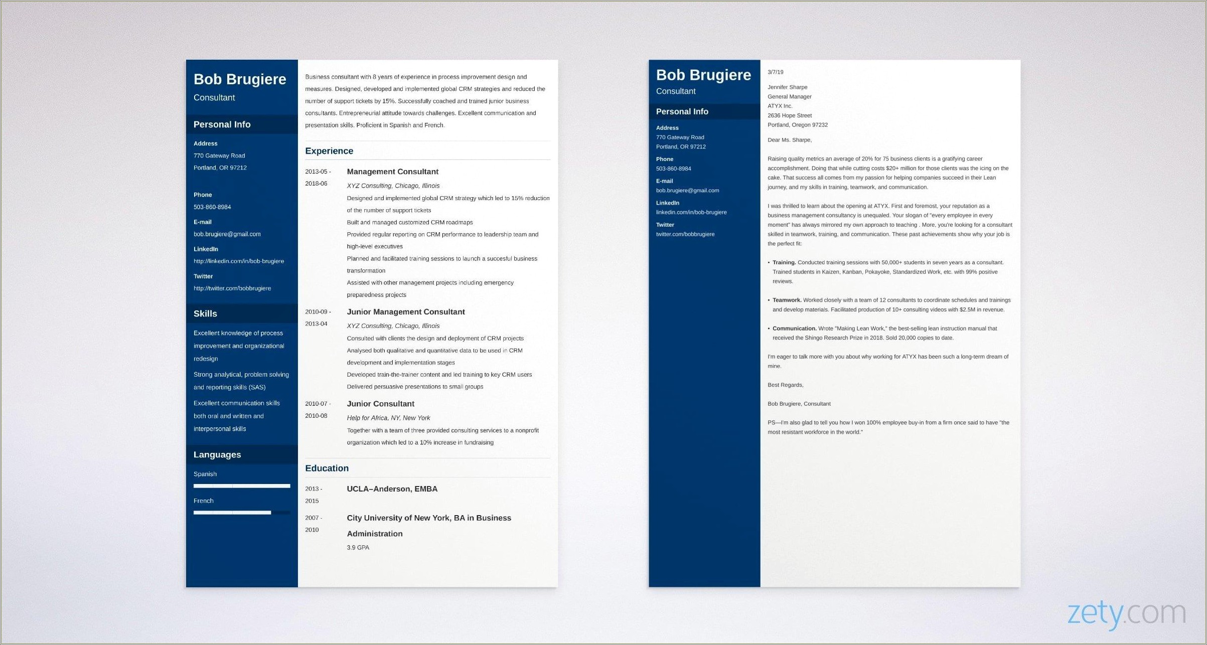 Sample Resume For Partner Business Consulting