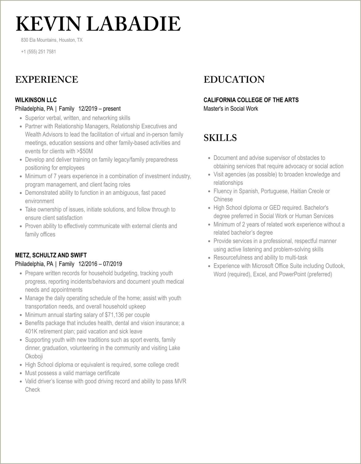 Sample Resume For Pojos Family Fun Center