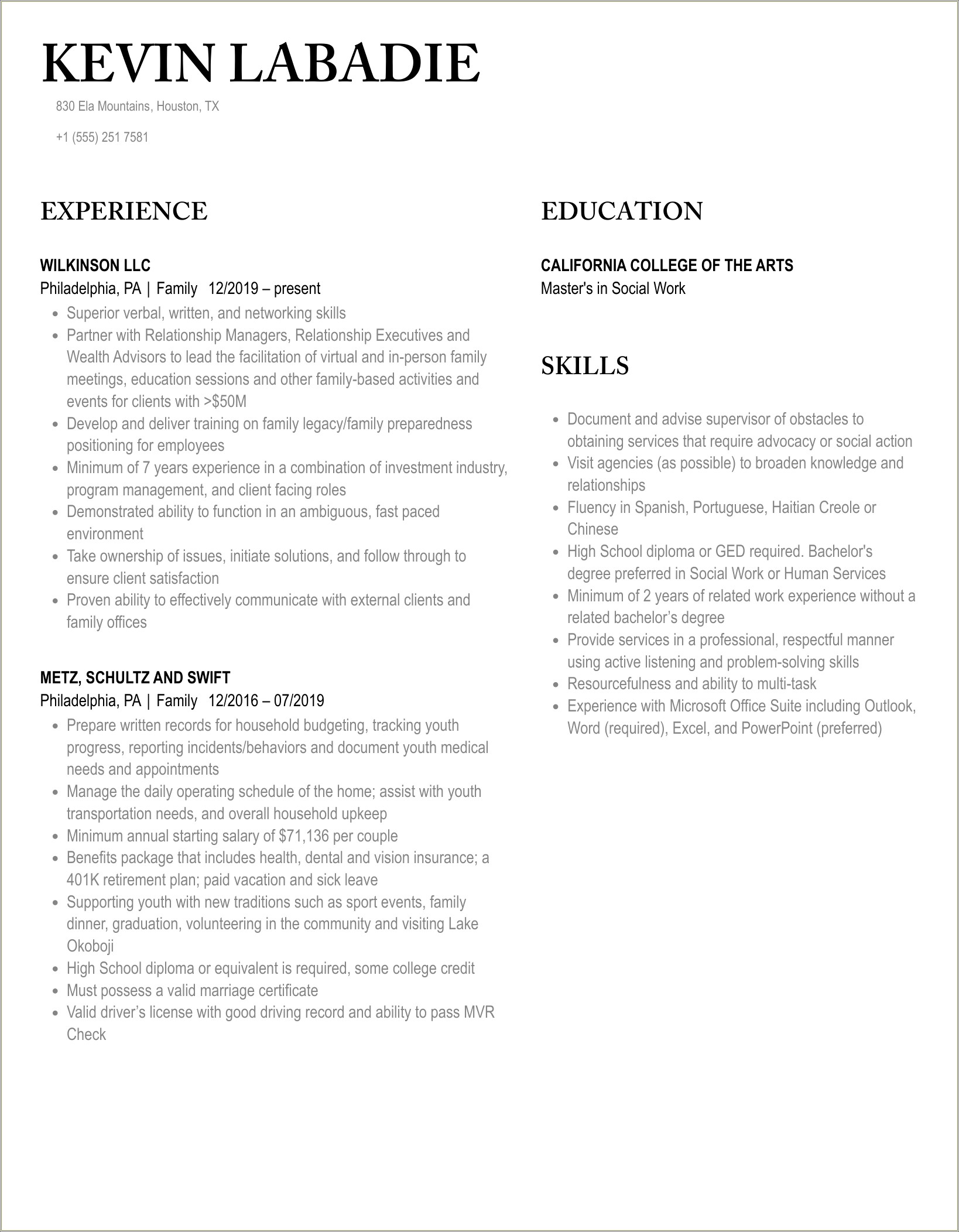 Sample Resume For Pojos Family Fun Center