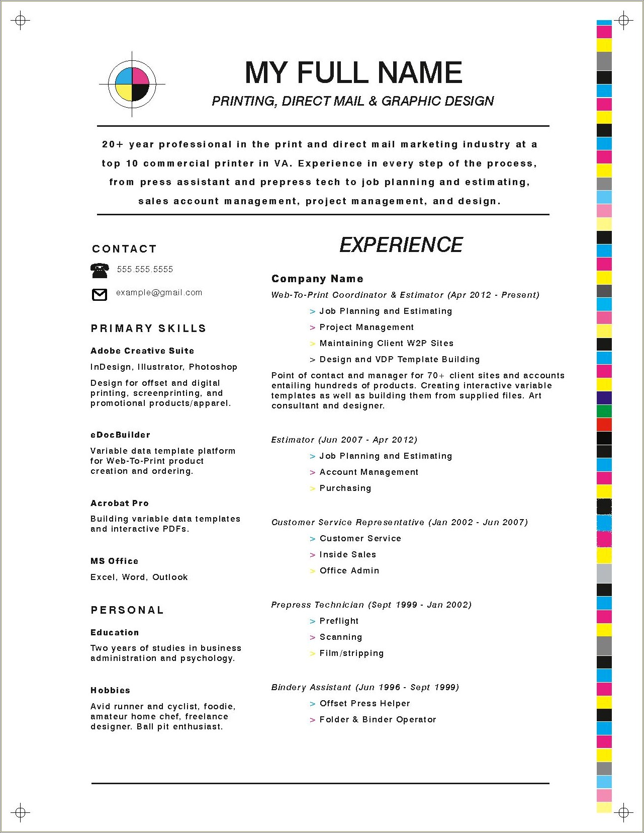Sample Resume For Print Production Manager