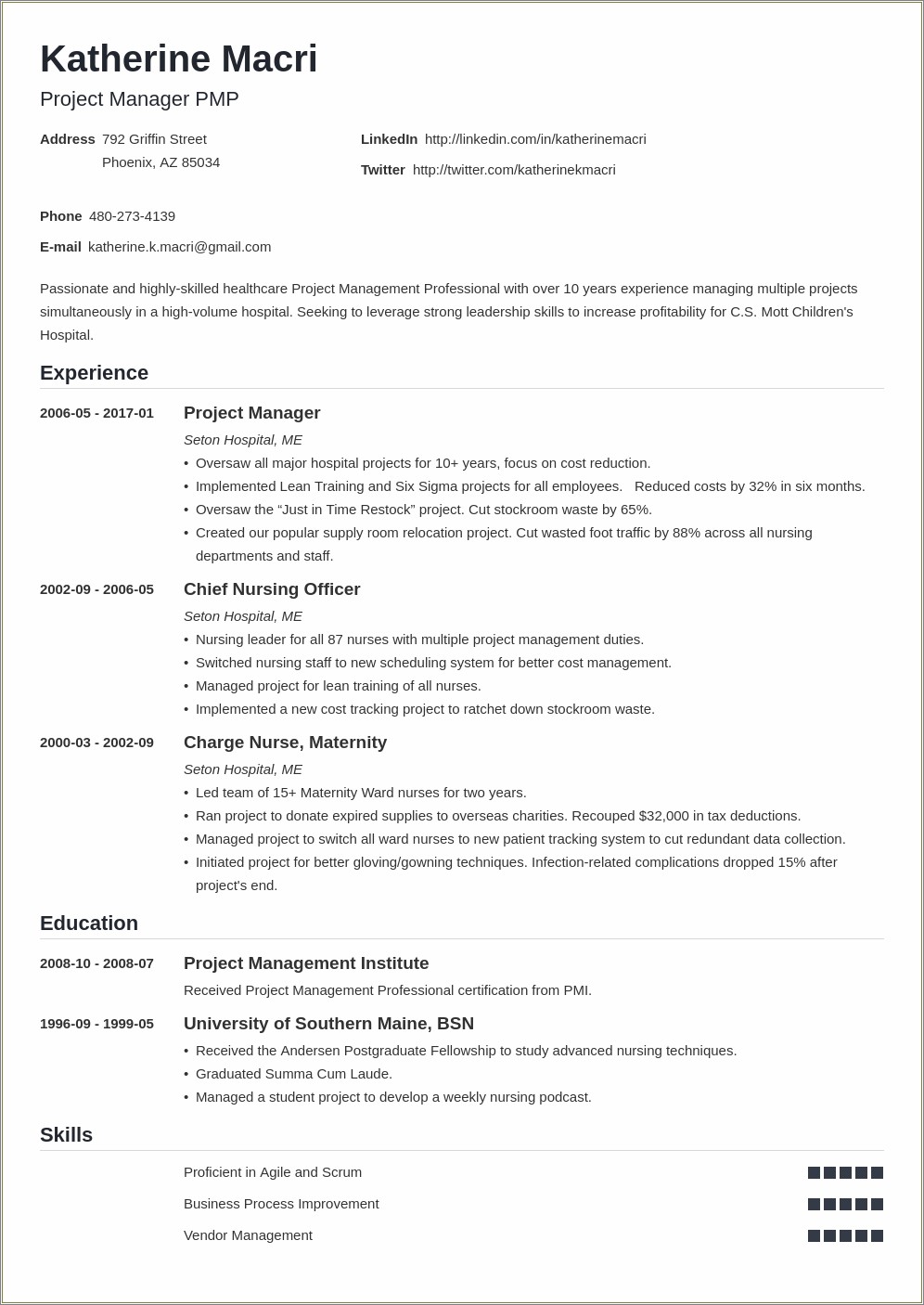 Sample Resume For Program Manager Manufacturing