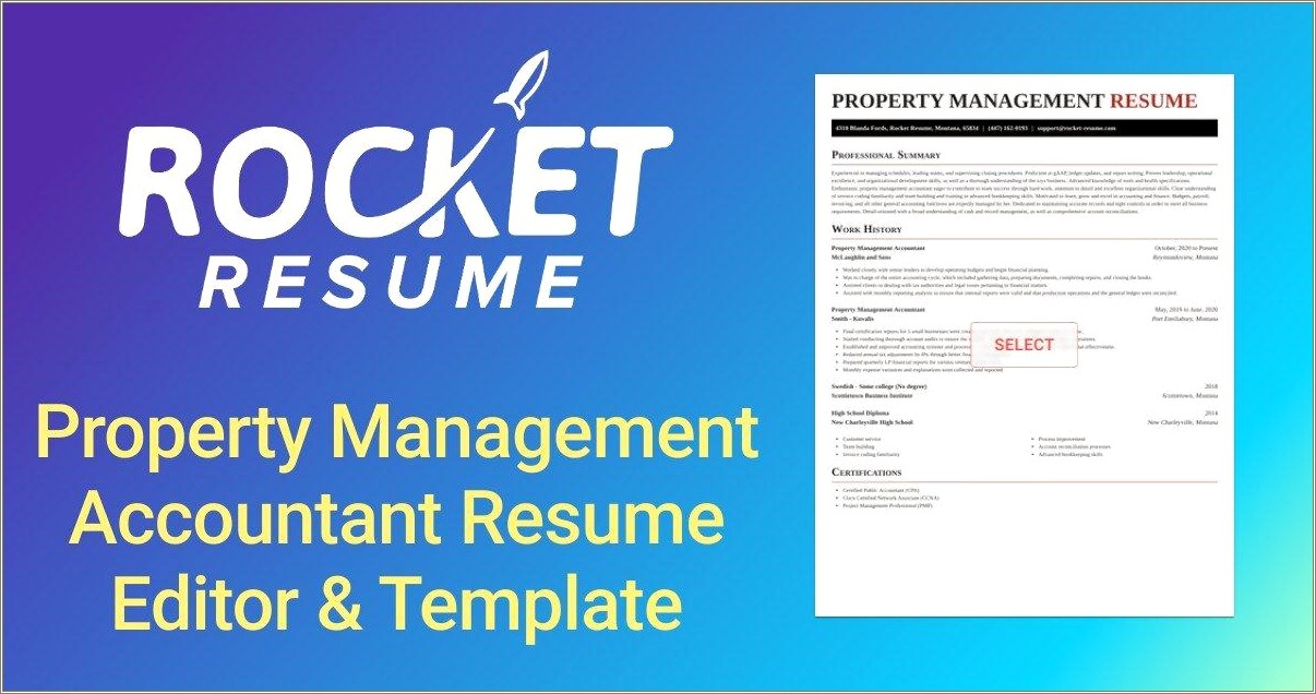 Sample Resume For Property Management Accountant