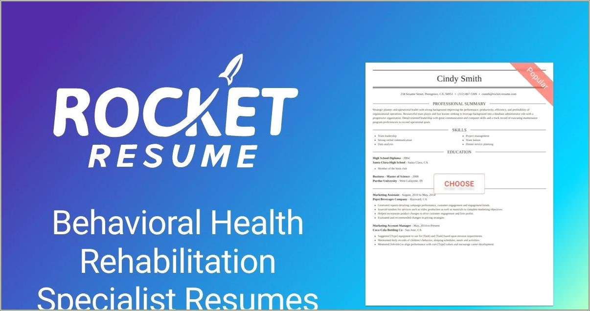 Sample Resume For Psychosocial Rehabilitation Specialist