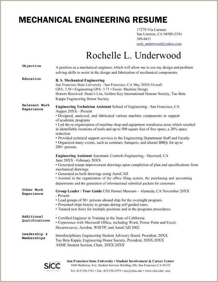 Sample Resume For Quality Engineer In Fabrication