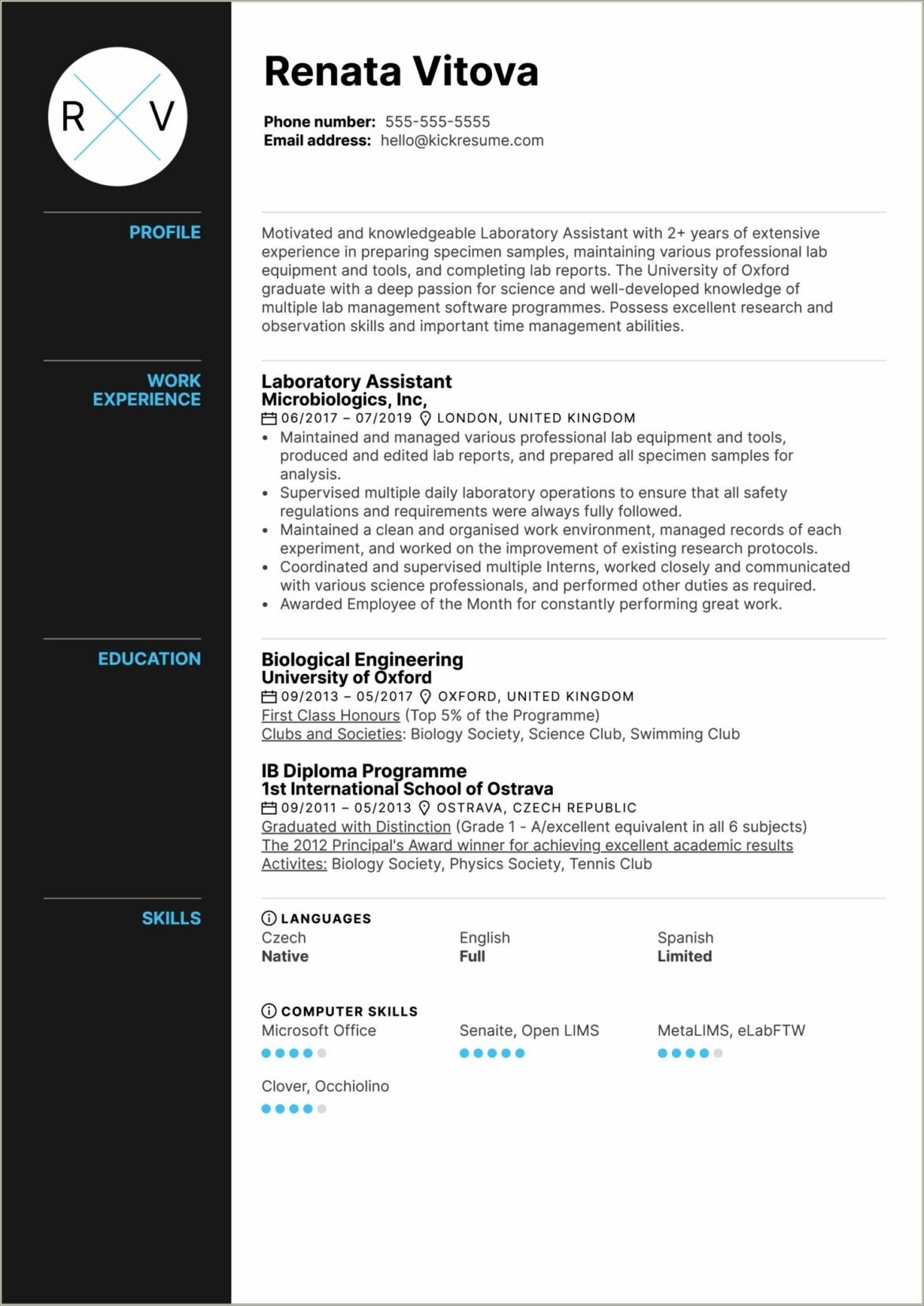 Sample Resume For Research Lab Technician