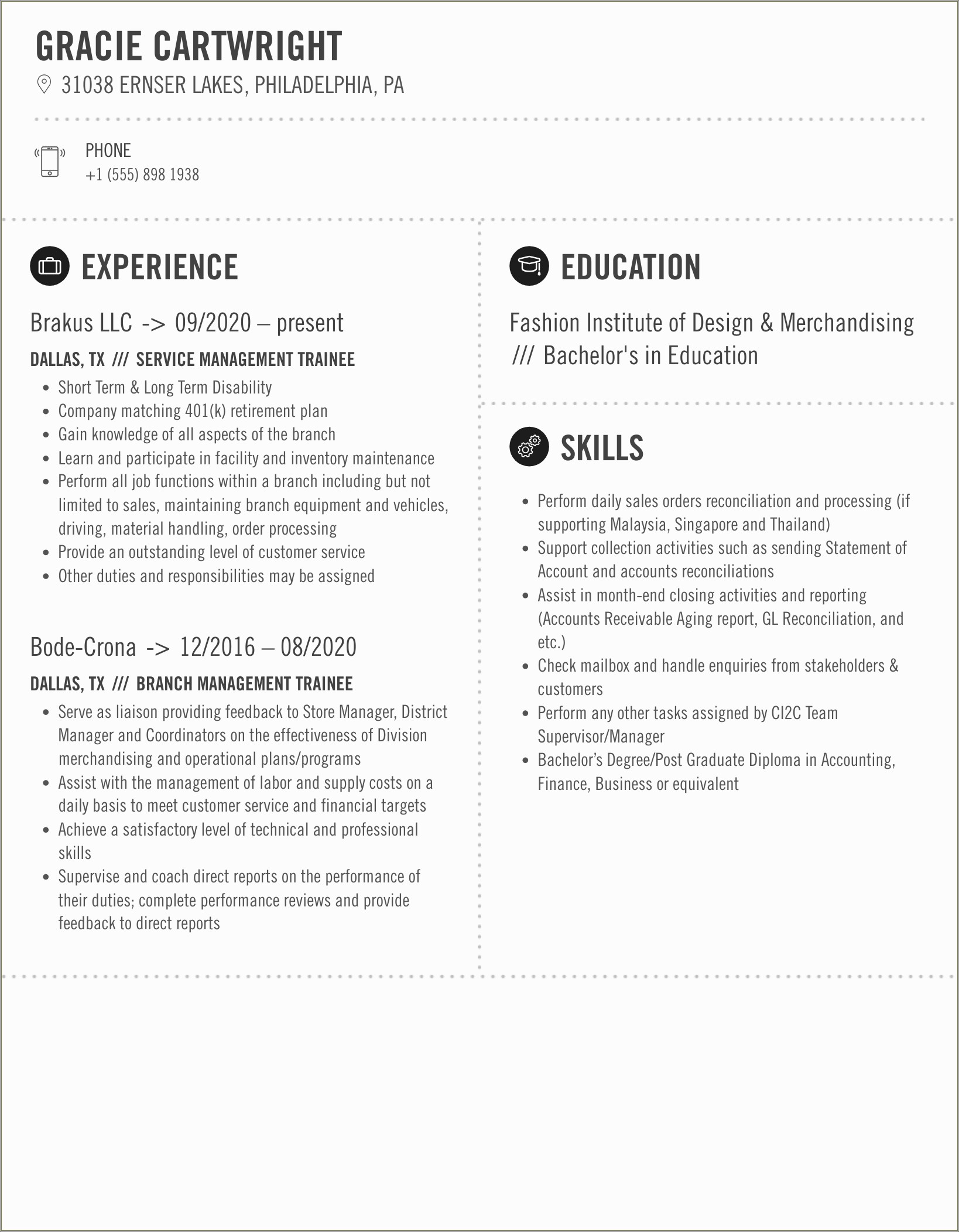 Sample Resume For Restaurant Management Trainee