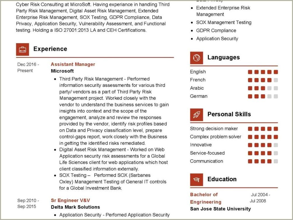 Sample Resume For Risk Management Analyst