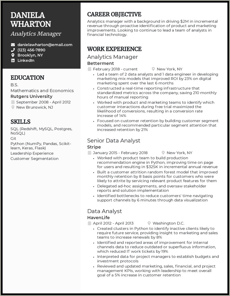 Sample Resume For Sas Data Analyst