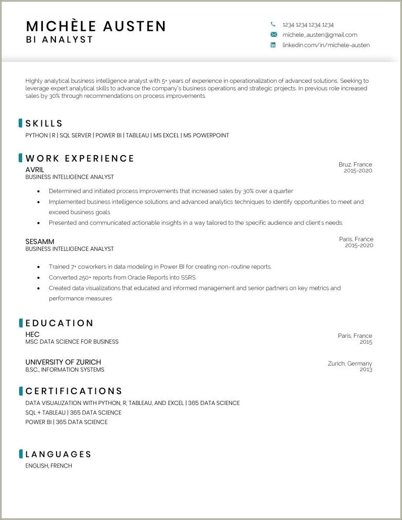 Sample Resume For Senior Business Analyst