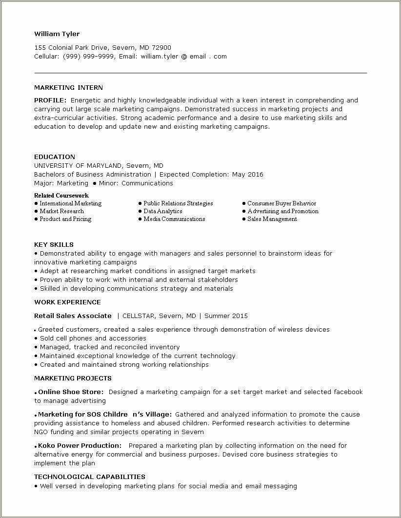 Sample Resume For Shoe Sales Associate
