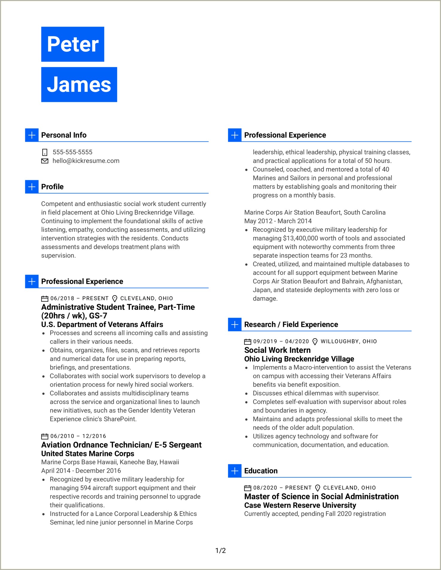 Sample Resume For Social Worker Supervisor