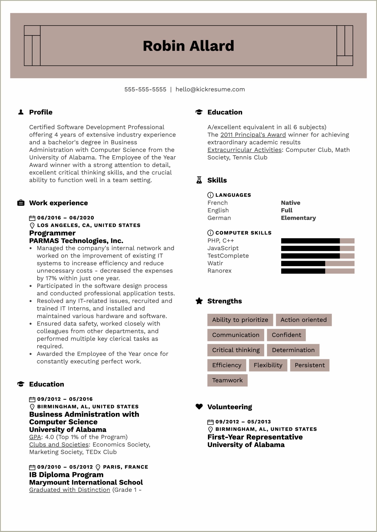 Sample Resume For Someone In Computer Programming