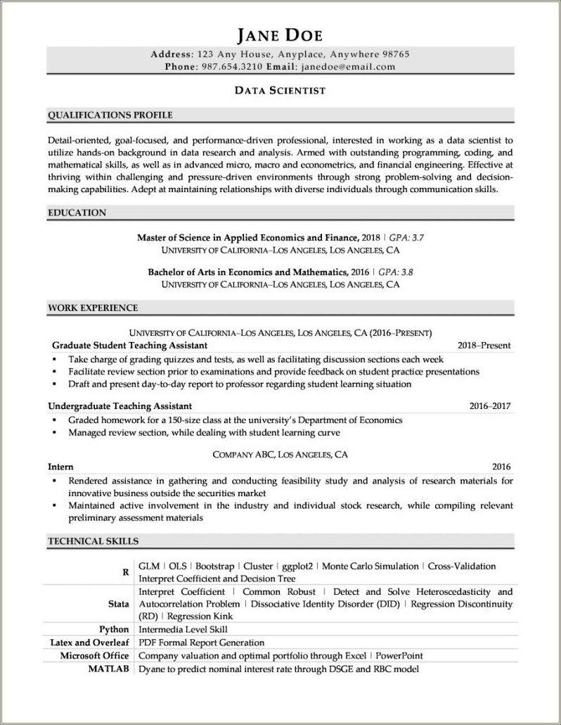 Sample Resume For Someone With Little Job Experience