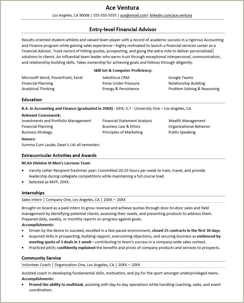 Sample Resume For Someone With No Job Experience