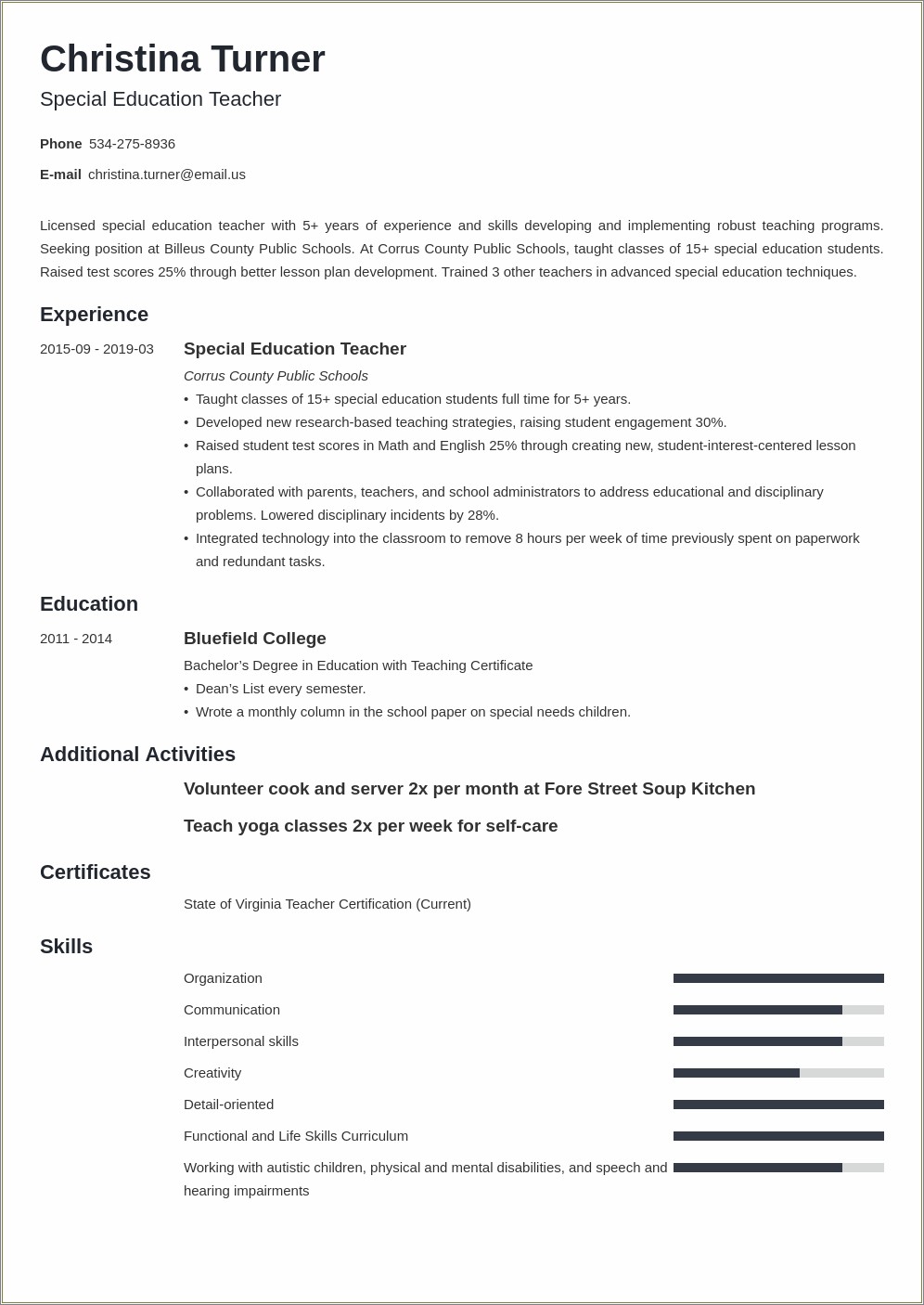 Sample Resume For Special Education Advocate