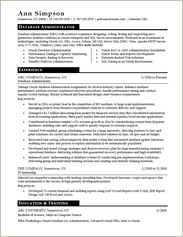 Sample Resume For System Administrator Fresher