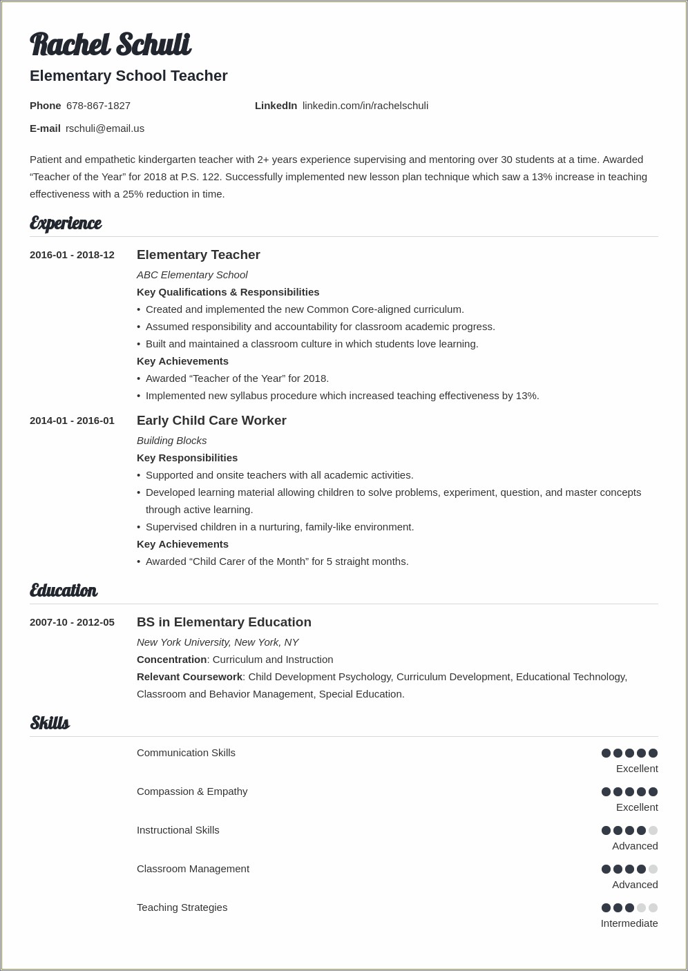 Sample Resume For Teacher Applicant In The Philippines