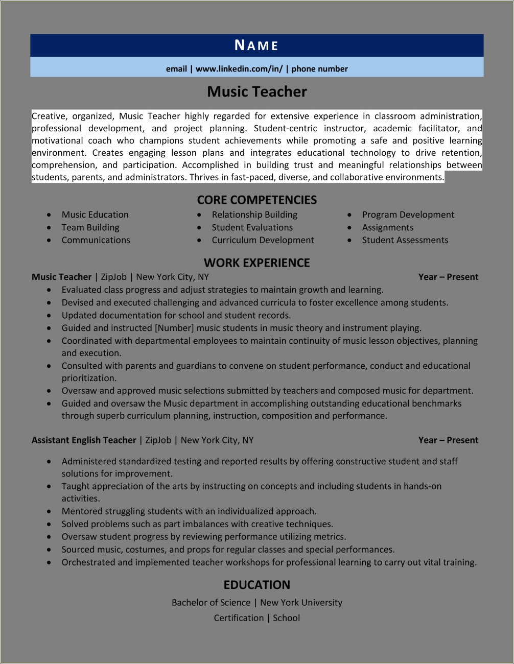 Sample Resume For Technology Educator Higher Education