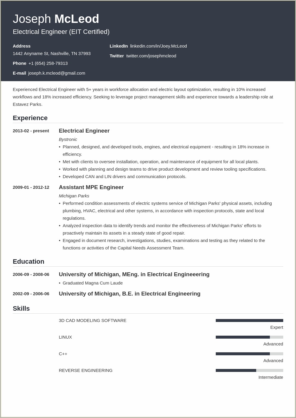 Sample Resume For Trainee Engineer