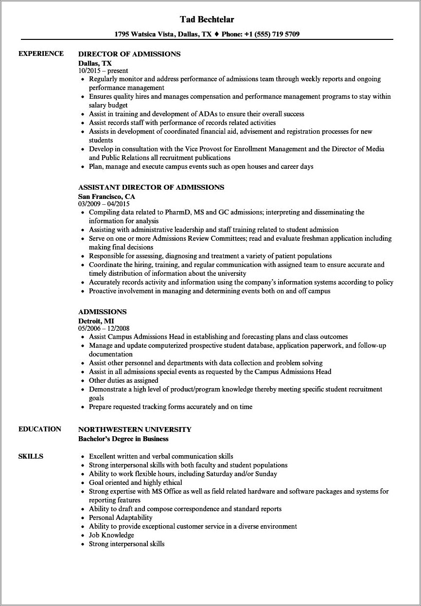 Sample Resume For University Of Texas Admissions