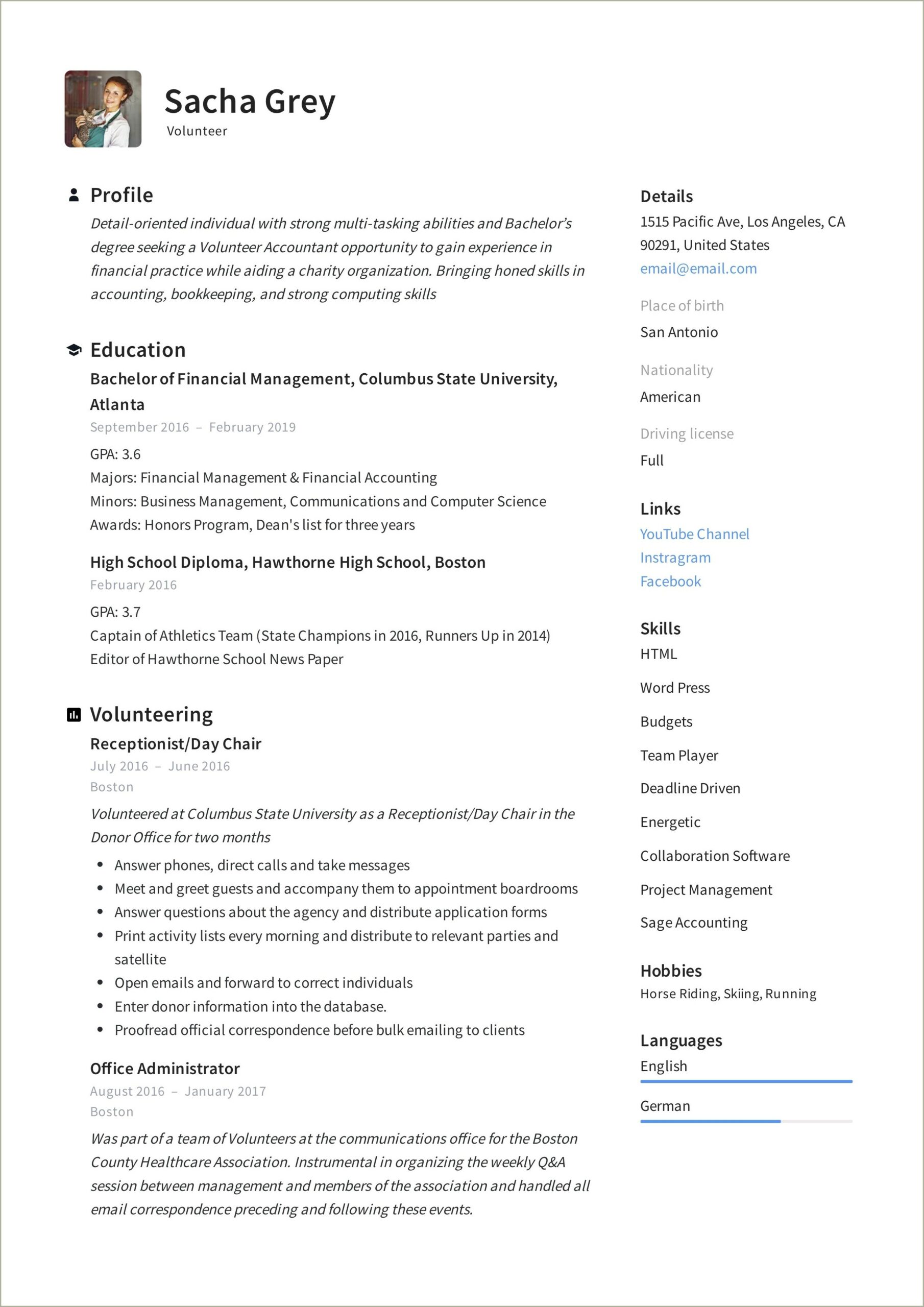 Sample Resume For Voluntee Work In It Environment