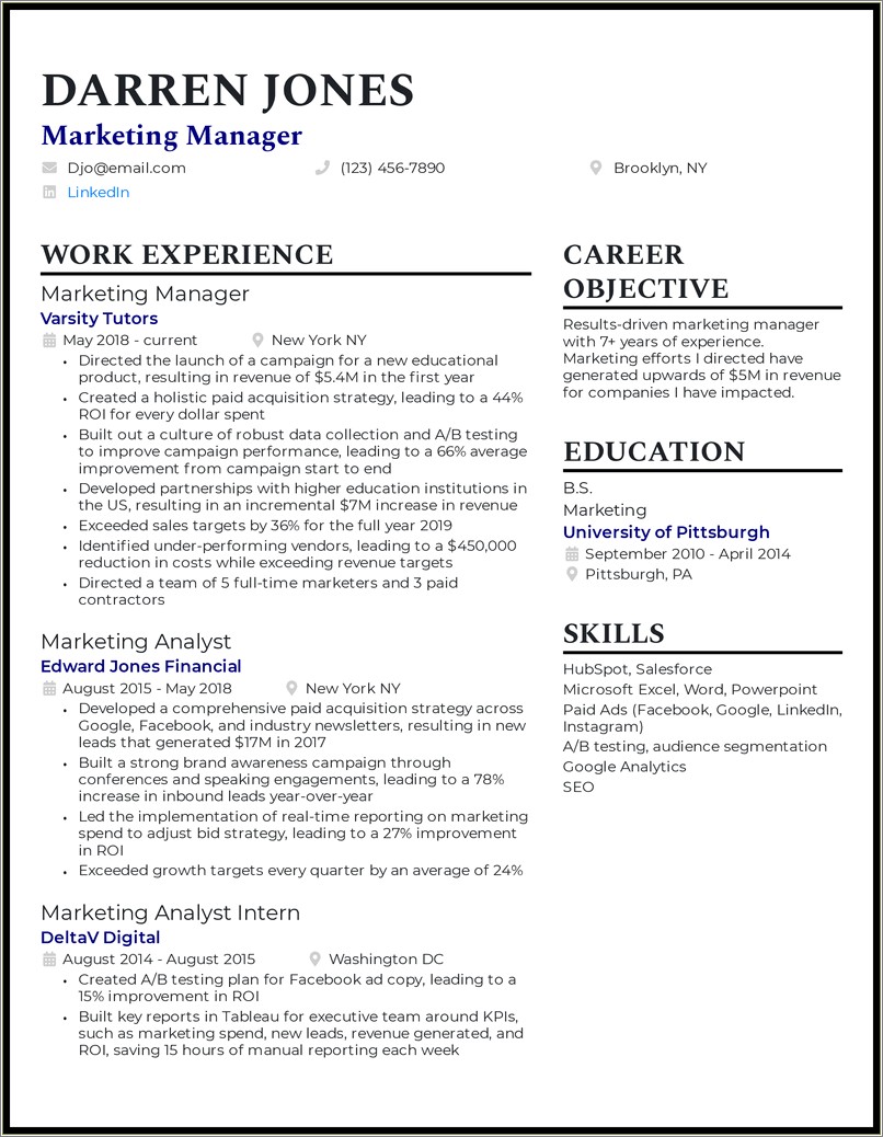 Sample Resume For Vp Of Marketing