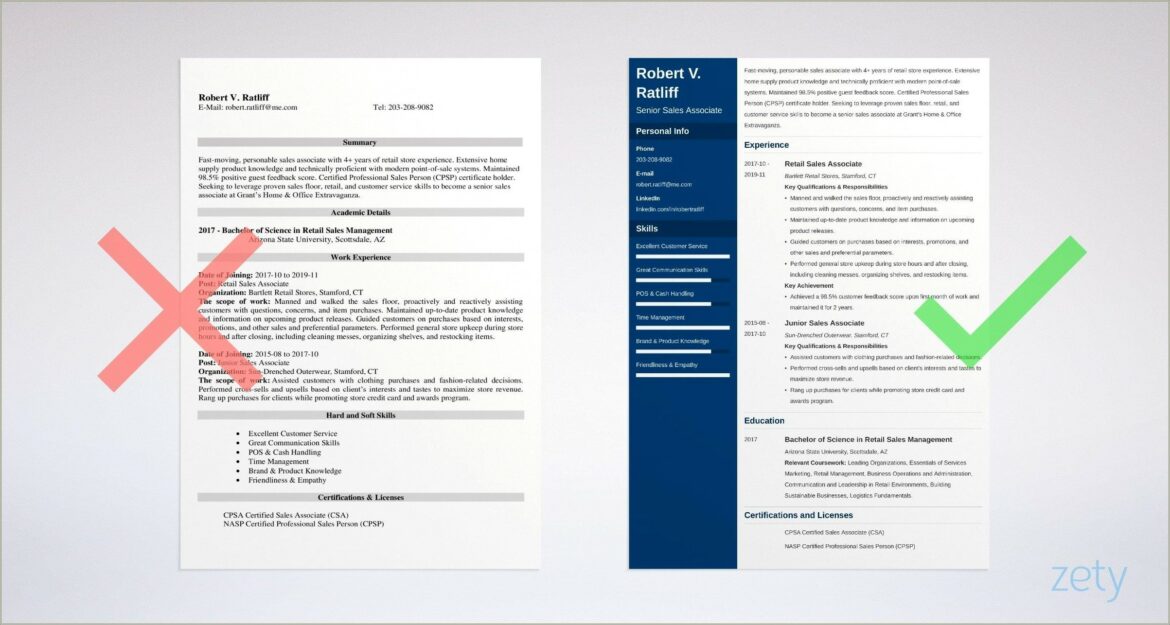 Sample Resume For Walmart Sales Associate