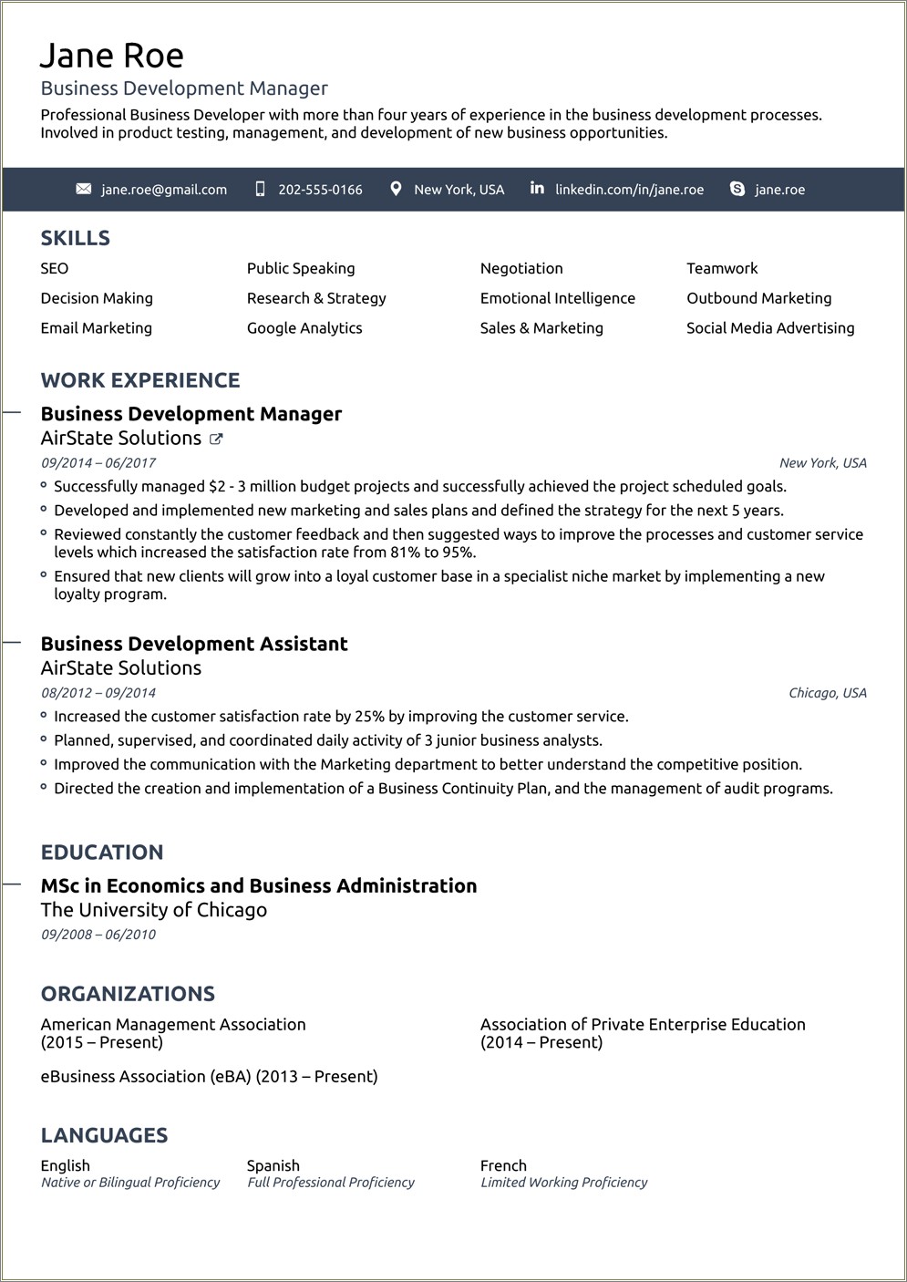 Sample Resume Format For Experienced Download