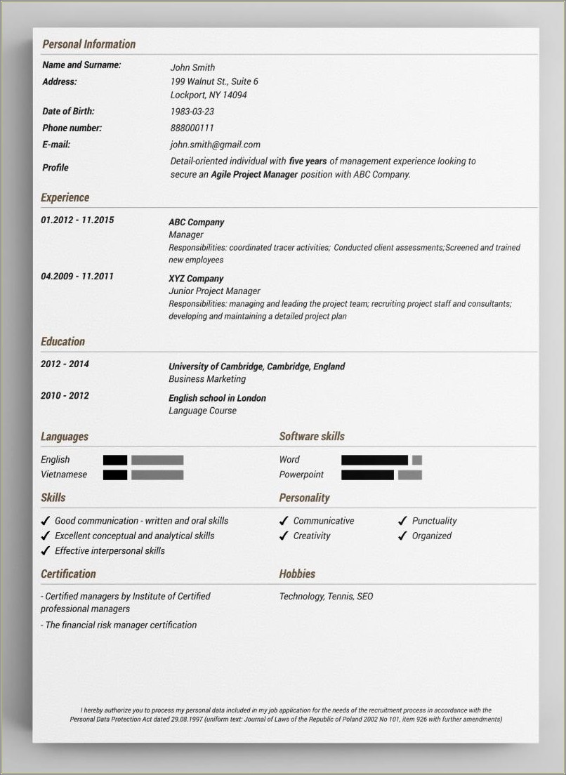 Sample Resume Format For Experienced It Professionals Download