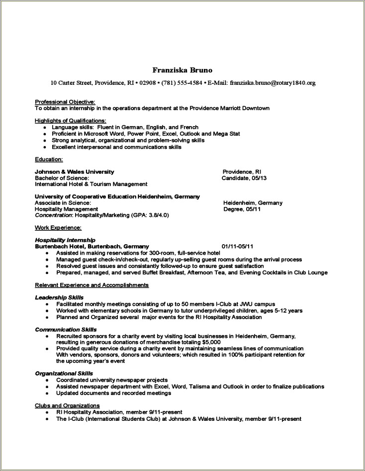 Sample Resume Format For Jobs Abroad
